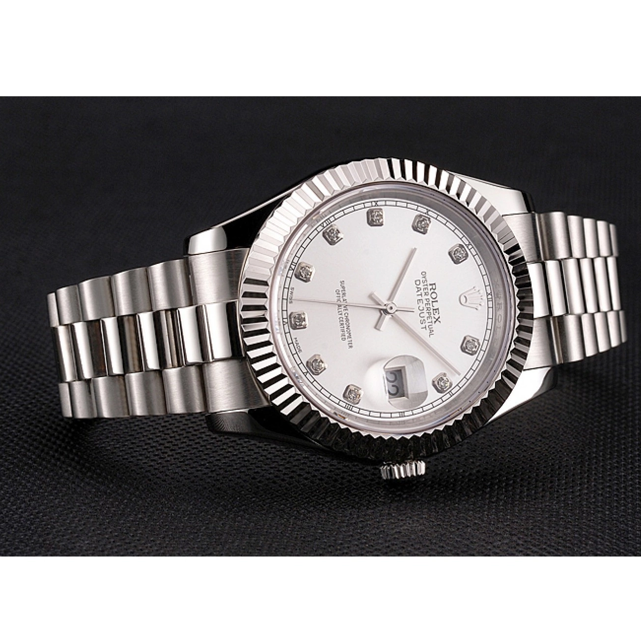 Aaa replica watch Silver Steel Stainless Rolex Case Swiss And Datejust Dial Bracelet 0514